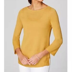 J. Jill Caroline Boat Neck Sweater Tunic Linen Cotton Daisy Yellow Size Large
